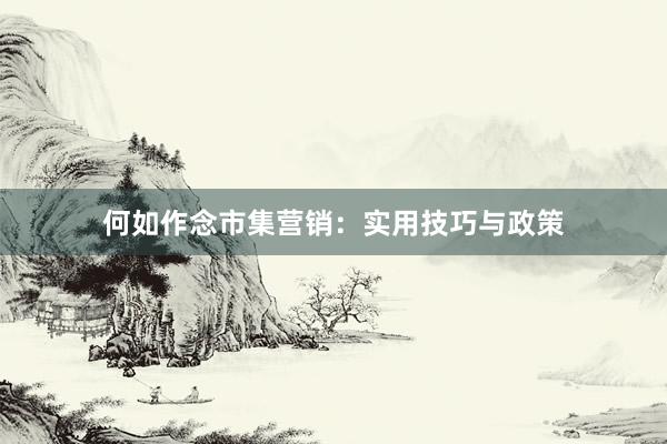 何如作念市集营销:实用技巧与政策
